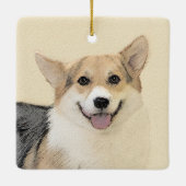 Pembroke Welsh Corgi Painting - Original Dog Art Keramikornament (Rückseite)