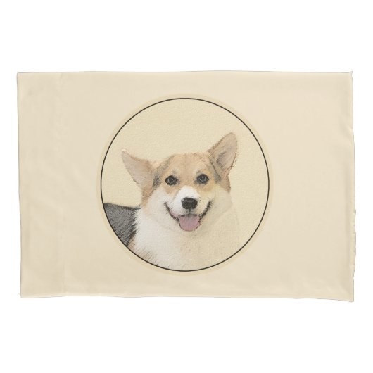 Pembroke Welsh Corgi Painting - Original Dog Art Kissenbezug (Vorderseite)