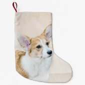 Pembroke Welsh Corgi Painting - Original Dog Art Kleiner Weihnachtsstrumpf (Vorderseite)