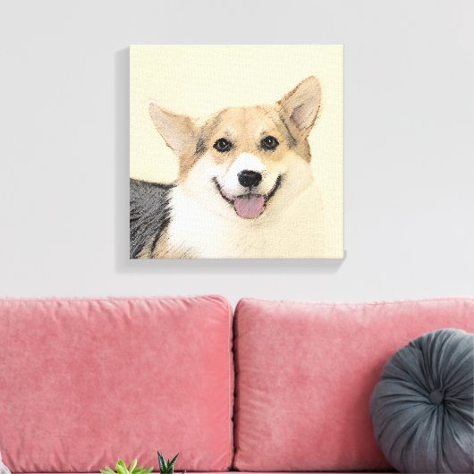 Pembroke Welsh Corgi Painting - Original Dog Art Leinwanddruck (Insitu (Wohnzimmer))