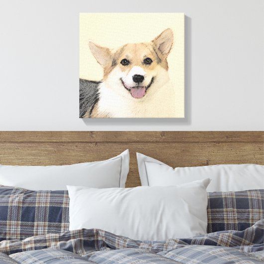 Pembroke Welsh Corgi Painting - Original Dog Art Leinwanddruck (Insitu (Schlafzimmer))