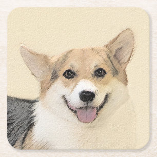 Pembroke Welsh Corgi Painting - Original Dog Art Rechteckiger Pappuntersetzer