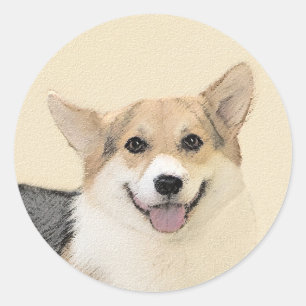 Pembroke Welsh Corgi Painting - Original Dog Art Runder Aufkleber