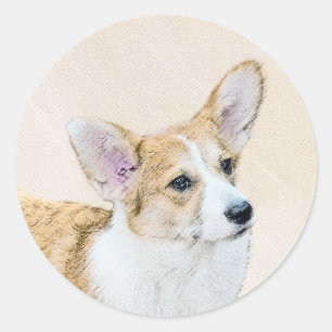 Pembroke Welsh Corgi Painting - Original Dog Art Runder Aufkleber