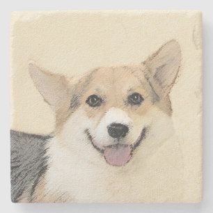 Pembroke Welsh Corgi Painting - Original Dog Art Steinuntersetzer
