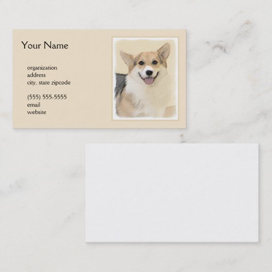 Pembroke Welsh Corgi Painting - Original Dog Art Visitenkarte (Vorne/Hinten)