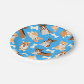 Pembroke Welsh Corgi Pattern Blue Pappteller (Schrägansicht)