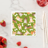 Pembroke Welsh Corgi Pattern Green Serviette (Beispiel)