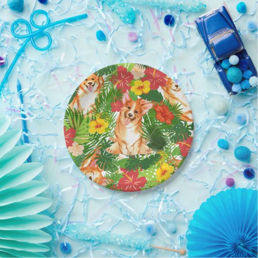 Pembroke Welsh Corgi Pattern Pappteller (Party)