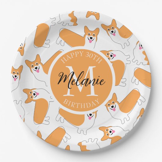 Pembroke Welsh Corgi Pattern Pappteller (Vorderseite)