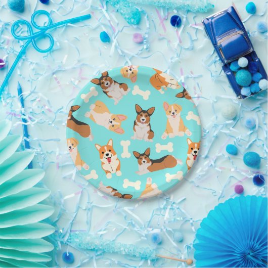 Pembroke Welsh Corgi Pattern Pappteller (Party)