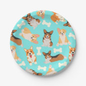 Pembroke Welsh Corgi Pattern Pappteller (Vorderseite)