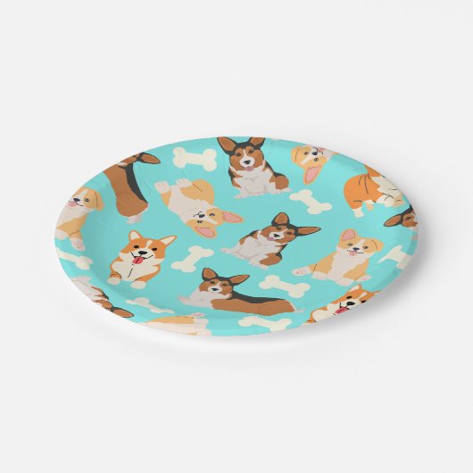 Pembroke Welsh Corgi Pattern Pappteller (Schrägansicht)