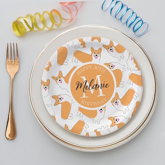 Pembroke Welsh Corgi Pattern Pappteller