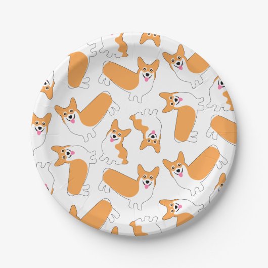 Pembroke Welsh Corgi Pattern Pappteller (Vorderseite)