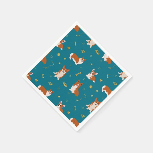 Pembroke Welsh Corgi Pattern Serviette (Ecke)