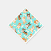 Pembroke Welsh Corgi Pattern Serviette (Ecke)