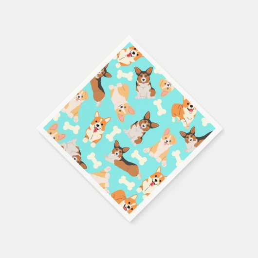 Pembroke Welsh Corgi Pattern Serviette (Ecke)