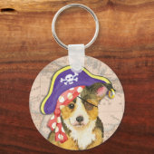 Pembroke Welsh Corgi Pirate Schlüsselanhänger (Vorderseite)