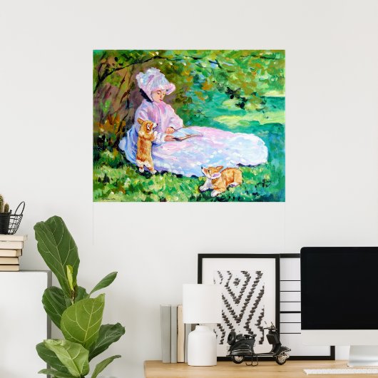 Pembroke Welsh Corgi Print Springtime Poster (Heimbüro)