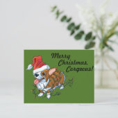 Pembroke Welsh Corgi Puppy Christmas Xmas Lights Feiertagspostkarte (Stehend Vorderseite)