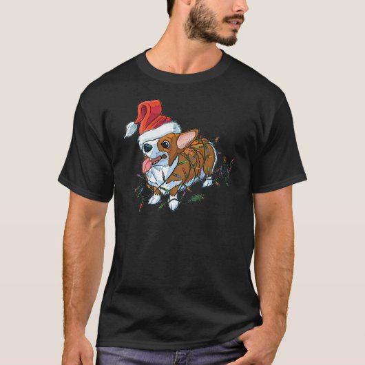 Pembroke Welsh Corgi Puppy Christmas Xmas Lights T-Shirt (Vorderseite)