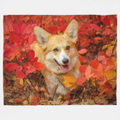 Pembroke Welsh Corgi Puppy Dog in Red Blätter Fleecedecke (Vorderseite (Horizontal))