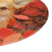 Pembroke Welsh Corgi Puppy Dog in Red Blätter Schneidebrett (Ecke)