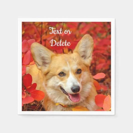 Pembroke Welsh Corgi Puppy Dog in Red Blätter Serviette (Vorderseite)