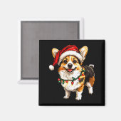 Pembroke Welsh Corgi Santa Christmas Tree Lights X Magnet (Vorderseite/Rückseite)