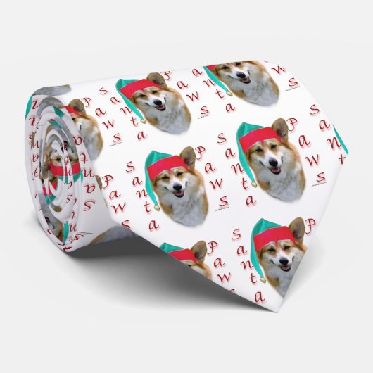 Pembroke Welsh Corgi Santa Paws Krawatte (Gerollt)