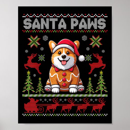 Pembroke Welsh Corgi Santa Paws Merry Christmas Ug Poster (Vorne)