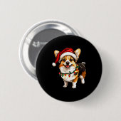 Pembroke Welsh Corgi Santa Weihnachtsbaum Lichter  Button (Vorne & Hinten)