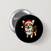 Pembroke Welsh Corgi Santa Weihnachtsbaum Lichter Button (Vorne & Hinten)