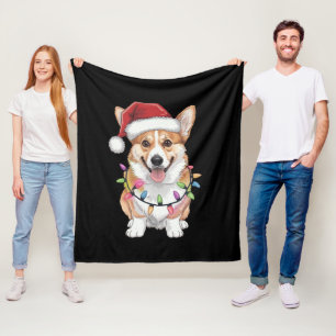 Pembroke Welsh Corgi Santa Weihnachtsbaum Lichter  Fleecedecke