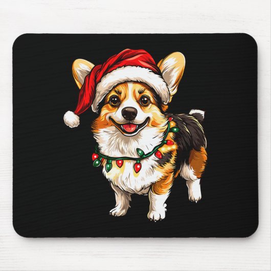 Pembroke Welsh Corgi Santa Weihnachtsbaum Lichter  Mousepad (Vorne)