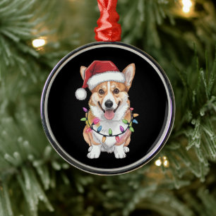 Pembroke Welsh Corgi Santa Weihnachtsbaum Lichter  Ornament Aus Metall