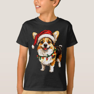 Pembroke Welsh Corgi Santa Weihnachtsbaum Lichter T-Shirt