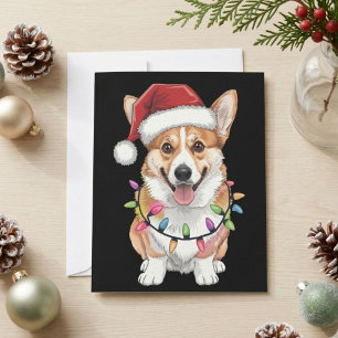Pembroke Welsh Corgi Santa Weihnachtsbaumlichter Feiertagskarte
