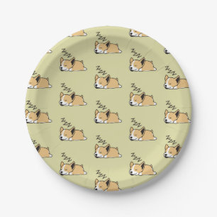 Pembroke Welsh Corgi Schlafender Hunde Liebhaber Z Pappteller
