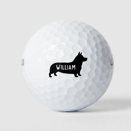Pembroke Welsh Corgi Silhouette Golfball (Vorderseite)