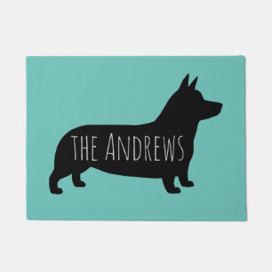 Pembroke Welsh Corgi Silhouette mit benutzerdefini Fußmatte