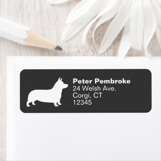 Pembroke Welsh Corgi Silhouette Rücksendeadresse (Insitu)