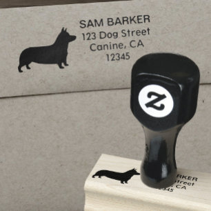Pembroke Welsh Corgi Silhouette Rücksendeadresse Gummistempel