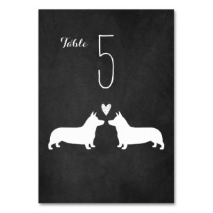 Pembroke Welsh Corgi Silhouetten Hochzeitsempfang Tischnummer