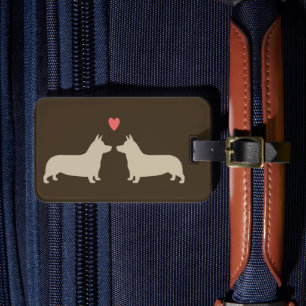 Pembroke Welsh Corgi Silhouetten mit Herz Gepäckanhänger