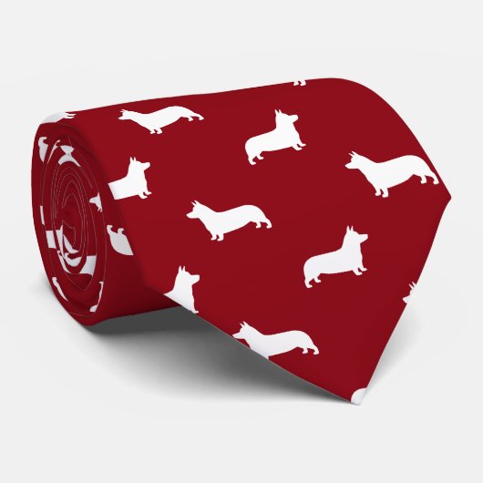 Pembroke Welsh Corgi Silhouetten Pattern Krawatte (Gerollt)