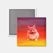 Pembroke Welsh Corgi sitzt am Strand Magnet (Vorderseite/Rückseite)