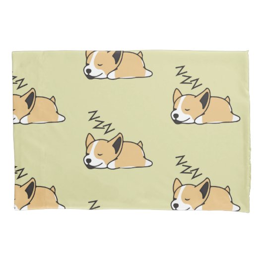 Pembroke Welsh Corgi Sleeping Hund Lover ZZZ Kissenbezug (Vorderseite)