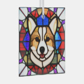 Pembroke Welsh Corgi "Stains Glass" Ornament Aus Glas (Vorderseite Rechts)